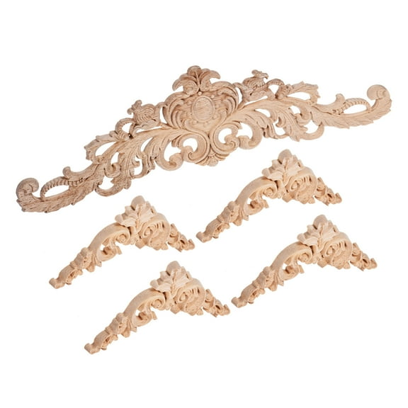 Uxcell 5packs Wood Appliques Onlays for Furniture(1pack 30cm and 4packs 8cm Length)