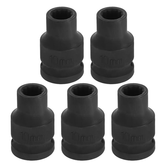 Uxcell 5pcs 1/2" Drive 12 Points Socket 10mm Metric CR-V Steel Shallow Impact Socket
