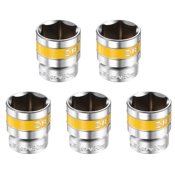 Uxcell 5pcs 1/2" Drive 6 Points Socket 30mm CR-V Metric Shallow Impact Socket