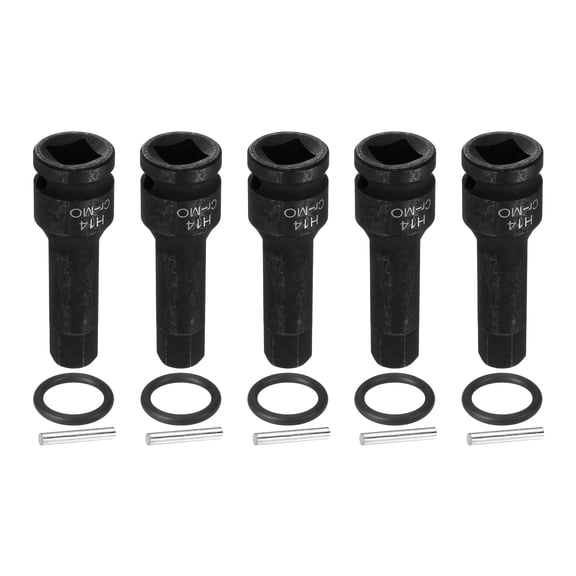 Uxcell 5pcs 1/2" Drive Impact Hex Bit Socket 14mm Metric CR-MO Steel 6-Point Sockets with Cotter Pin for Power Drill Drivers Adapter