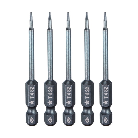 Uxcell 5pcs 1/4" Hex Shank 4mm Magnetic 2.6" Long 5-Point Torx Screwdriver Bit Blue