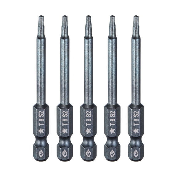 Uxcell 5pcs 1/4" Hex Shank 8mm Magnetic 2.6" Long 5-Point Torx Screwdriver Bit Blue