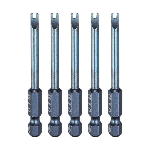 Uxcell 5pcs 1/4" Hex Shank U5 Magnetic Head 2.6" Long U-Type Screwdriver Bit Blue
