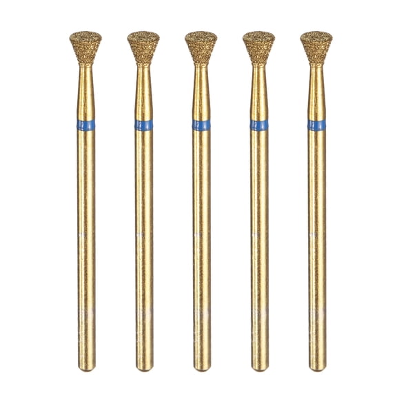 Uxcell 5pcs 120-140 Grits Titanium Diamond Grinding Bit 4.7mm Inverted Cone 3mm Length
