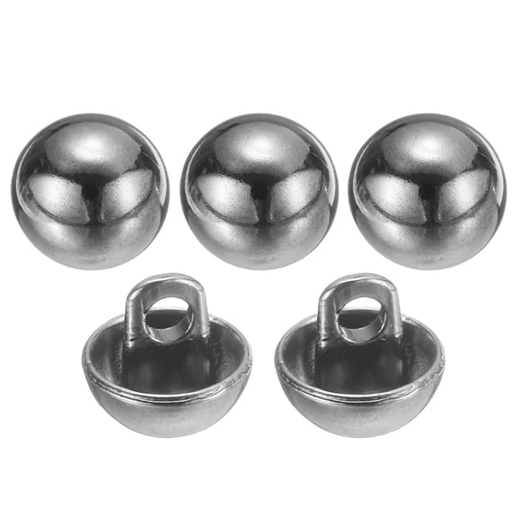 Uxcell 5pcs 14L Metal Round Flat Sewing Buttons 9mm 11/32" Single Hole Craft Replacement Button for Men Women Suit Woolen Coat Shirt Trousers Sewing Crafts, Silver