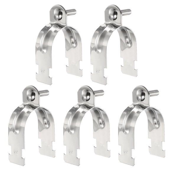 Uxcell 5pcs 2" EMT Strut Clamp 3.94" Length Universal 304 Stainless Steel Galvanized Strut Channel Accessory Conduit Clamp with Bolt and Nut for EMT Pipe Rigid Conduit, Silver