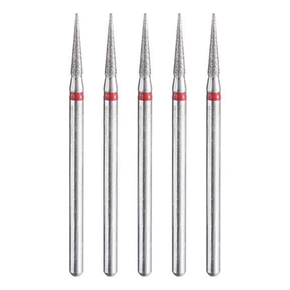 Uxcell 5pcs 200-230 Grits Diamond Grinding Burrs Bit 2mm Tapered Head 2.35mm Shank 10mm Length Stone Sanding Drill Bits Rotary Tool