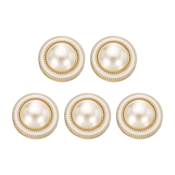 Uxcell 5pcs 24L Gold Faux Pearl Buttons 15mm 5/8" Plastic Round Sewing Button Replacement Craft Fastener for Coats Clothing DIY Decoration Crafts #2