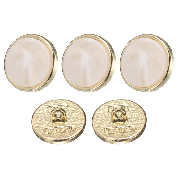 Uxcell 5pcs 24L Metal Pattern Round Sewing Buttons 15mm 5/8" Arrow Pattern Resin Craft Replacement Button for Sewing Clothing and DIY,  White