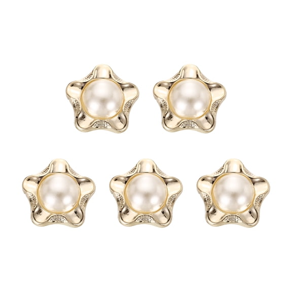 Uxcell 5pcs 28L Gold Faux Pearl Buttons 18mm 23/32" Plastic Round Sewing Button Replacement Craft Fastener for Coats Clothing DIY Decoration Crafts #11