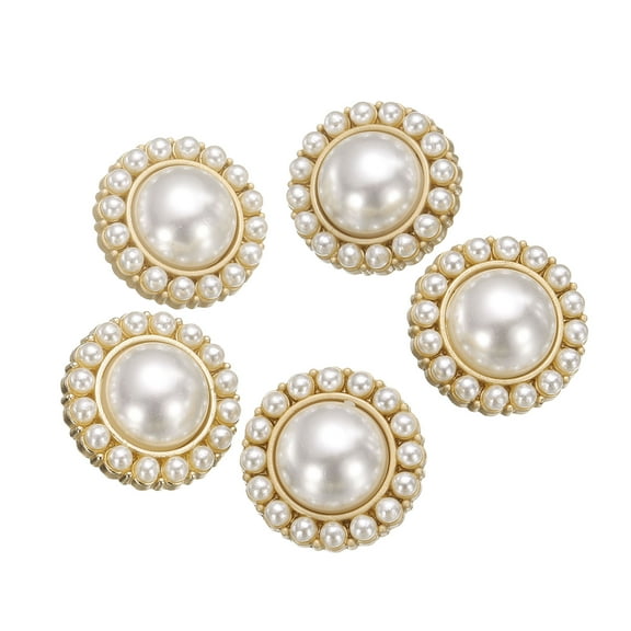 Uxcell 5pcs 28L Pearl Gold Metal Sewing Buttons 18mm 11/16" Round Women Coat Buttons with Plastic Shank Replacement DIY Button for Sewing Clothing Sweater Decoration Craft, #10