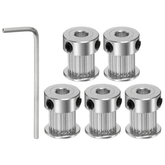 Uxcell 5pcs 2GT Timing Pulley 20T 5mm Bore 16mm Dia. Aluminum Timing Belt Pulley with Spanner for 10mm Width Belt