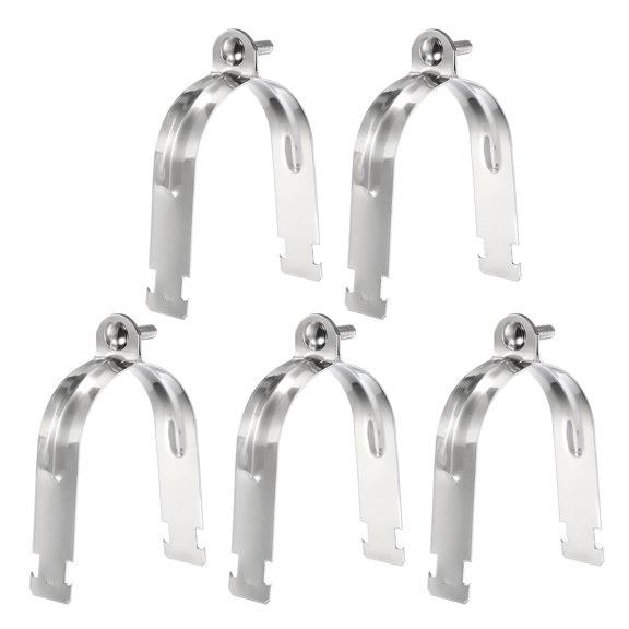Uxcell 5pcs 3-5/9" EMT Strut Clamp 6.1" Length Universal 304 Stainless Steel Galvanized Strut Channel Accessory Conduit Clamp with Bolt and Nut for EMT Pipe Rigid Conduit, Silver