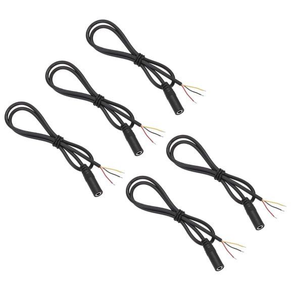 Uxcell 5 Pcs 3.5mm Female Jack to Bare Wire Open End Replacement 26AWG TRS 2 Pole Stereo 1/7" Mono Audio Cable Plug Jack Plug 34mm for Earphone Headphone Cable Repair, 0.5m/19.7 inches