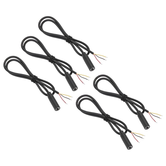 Uxcell 5 Pcs 3.5mm Female Jack to Bare Wire Open End Replacement 28AWG TRS 3 Pole Stereo 1/8" Mono Audio Cable Plug Jack Plug 32.5mm for Earphone Headphone Cable Repair, 0.25m/9.8 inches