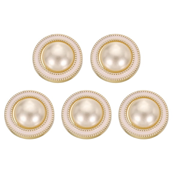 Uxcell 5pcs 35L Gold Faux Pearl Buttons 22mm 7/8" Plastic Round Sewing Button Replacement Craft Fastener for Coats Clothing DIY Decoration Crafts #2