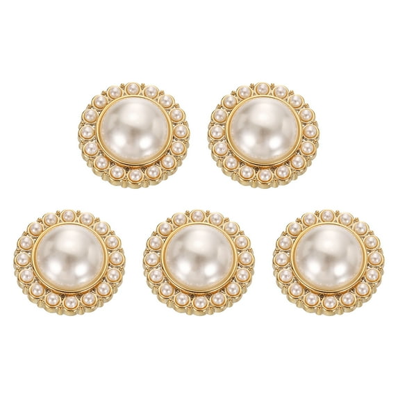 Uxcell 5pcs 35L Gold Faux Pearl Buttons 22mm 7/8" Plastic Round Sewing Button Replacement Craft Fastener for Coats Clothing DIY Decoration Crafts #5