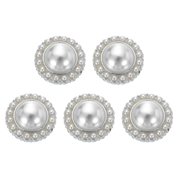 Uxcell 5pcs 35L Silver Faux Pearl Buttons 22mm 7/8" Plastic Round Sewing Button Replacement Craft Fastener for Coats Clothing DIY Decoration Crafts #6