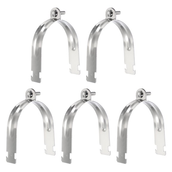Uxcell 5pcs 4-1/2" EMT Strut Clamp 6.1" Length Universal 304 Stainless Steel Galvanized Strut Channel Accessory Conduit Clamp with Bolt and Nut for EMT Pipe Rigid Conduit, Silver