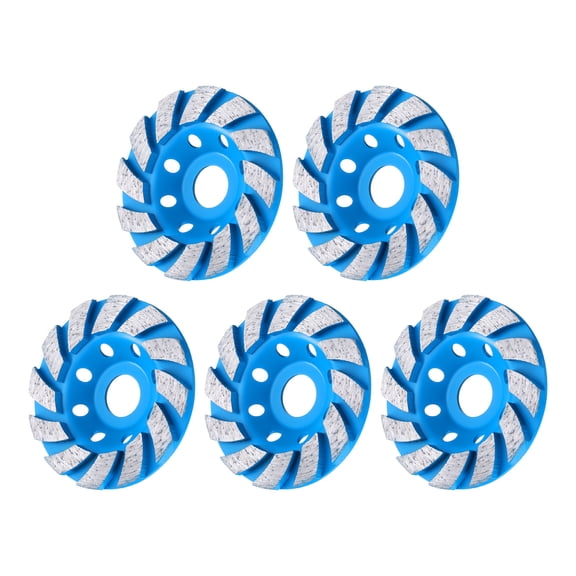 Uxcell 5pcs 4 Inch Concrete Grinding Wheels 7/8 Inch Arbor Grinding Cup Wheel with 12 Diamond Segments, Blue