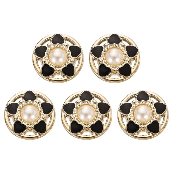 Uxcell 5pcs 40L Gold Faux Pearl Buttons 25mm 1" Plastic Round Sewing Button Replacement Craft Fastener for Coats Clothing DIY Decoration Crafts #12