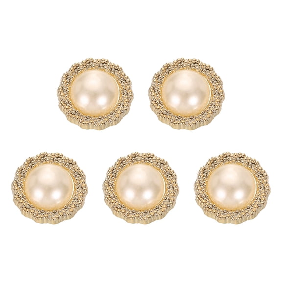Uxcell 5pcs 40L Gold Faux Pearl Buttons 25mm 1" Plastic Round Sewing Button Replacement Craft Fastener for Coats Clothing DIY Decoration Crafts #4
