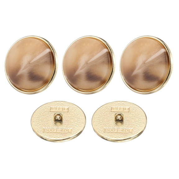 Uxcell 5pcs 40L Metal Pattern Round Sewing Buttons 25mm 1" Arrow Pattern Resin Craft Replacement Button for Sewing Clothing and DIY, Light Brown