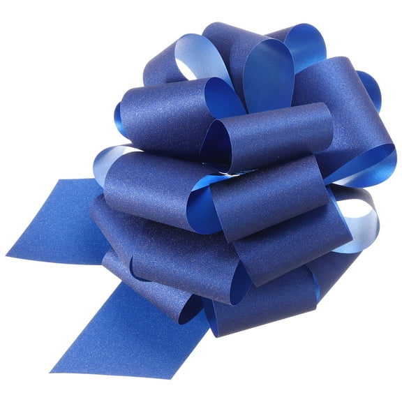 Uxcell 5pcs 5 Inch Large Pull Bow Glitter Gift Wrapping Big Pull Bows Ribbon Dark Blue