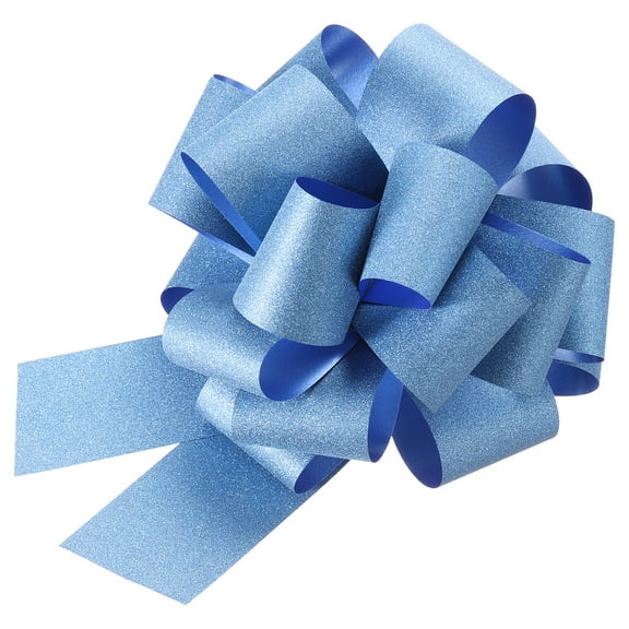 Uxcell 5pcs 5 Inch Large Pull Bow Glitter Gift Wrapping Big Pull Bows Ribbon Light Blue