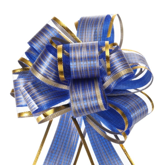 Uxcell 5pcs Large Pull Bow Gift Wrapping Bows Organza Bows for Wedding Baskets Presents Blue 15 cm