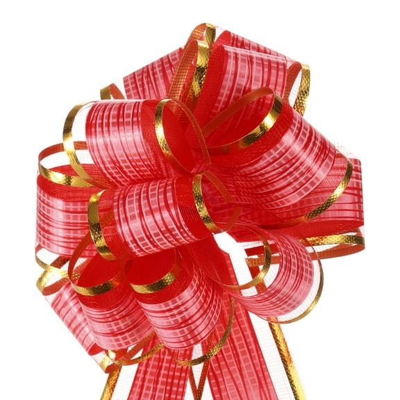 Uxcell 5pcs Large Pull Bow Gift Wrapping Bows Organza Bows for Wedding Baskets Presents Red 15 cm
