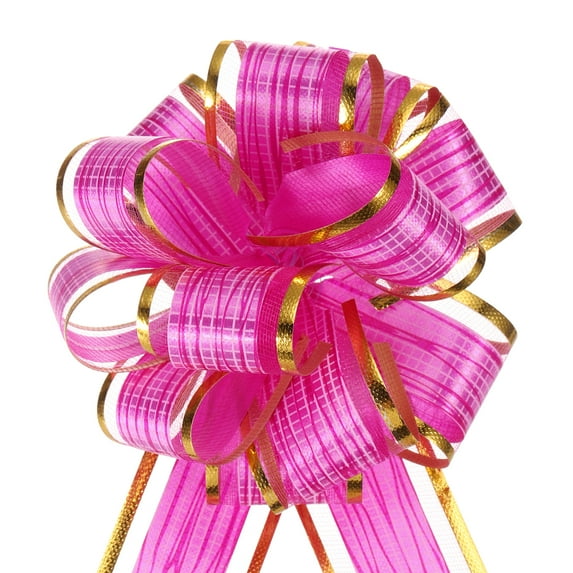 Uxcell 5pcs Large Pull Bow Gift Wrapping Bows Organza Bows for Wedding Baskets Presents Rose Red 15 cm