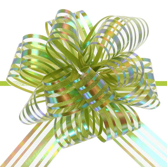 Uxcell 5Pcs 6" Large Organza Pull Bow Metallic Chiffon Gift Wrapping Bows Ribbon Lawn Green for Wedding Presents Baskets Christmas