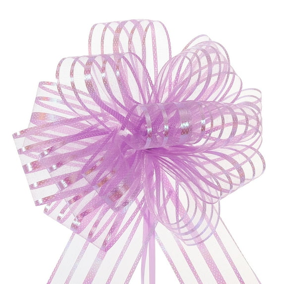 Uxcell 5Pcs 6" Organza Large Pull Bow Gift Wrapping Bows Ribbon Chiffon Yarn Light Purple for Wedding Baskets Presents