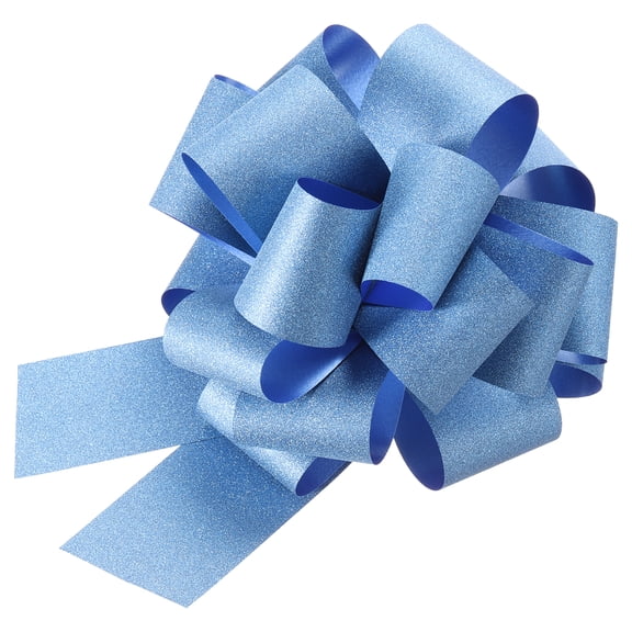 Uxcell 5pcs 8 Inch Large Pull Bow Glitter Gift Wrapping Big Pull Bows Ribbon Light Blue