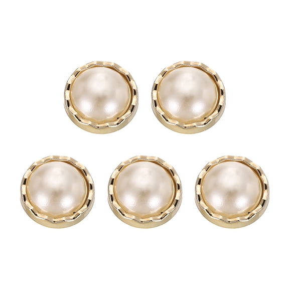 Uxcell 5pcs 18L Gold Faux Pearl Buttons 11.5mm 15/32" Plastic Round Sewing Button Replacement Craft Fastener for Coats Clothing DIY Decoration Crafts #13