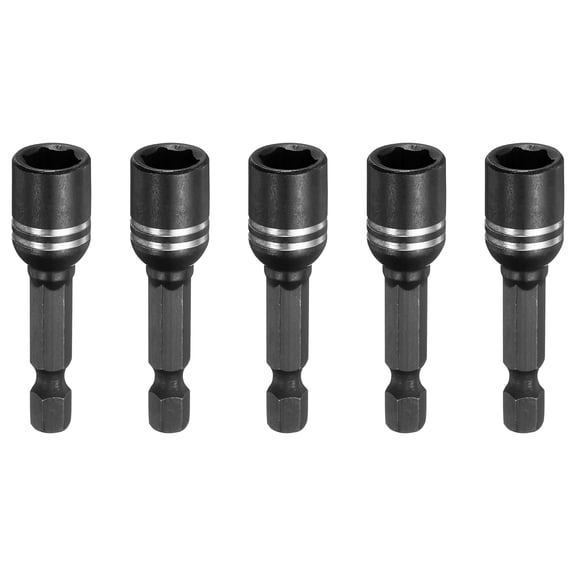 Uxcell 5pcs 8mm Nut Driver Drill Bit 1.89" Long 6-Point Socket 1/4" Hex Shank, Black