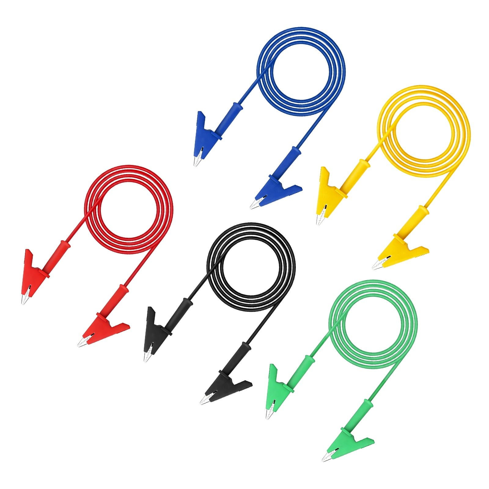 Uxcell 5pcs 9.81ft Alligator Clip Test Leads, 15A Dual Alligator Clips with Wires for Multimeter Jumper Wire Industry Car Battery, Multicolor