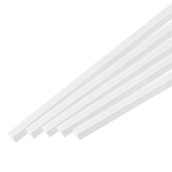 Uxcell 5pcs ABS Square Rod, 1.5x1.5x500mm ABS Plastic Stick Solid Bar, White Plastic Rods Assortment Kit for DIY Model
