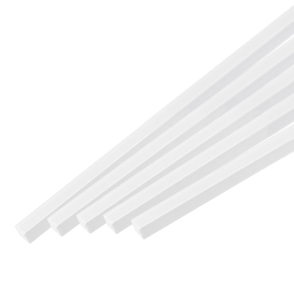 Uxcell 5pcs ABS Square Rod, 2x2x500mm ABS Plastic Stick Solid Bar, White Plastic Rods Assortment Kit for DIY Model