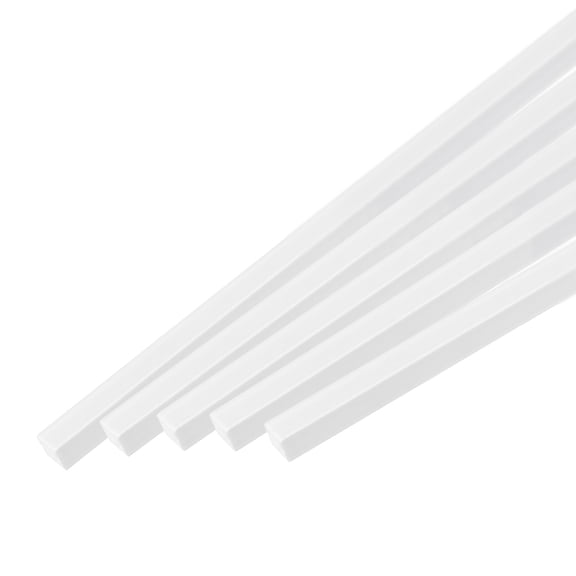 Uxcell 5Pcs ABS Square Rod 3x3x500mm ABS Plastic Stick Solid Bar White Plastic Rods