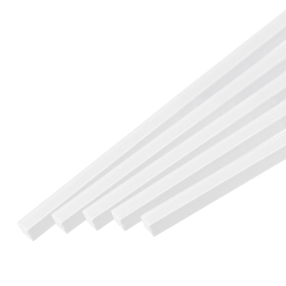 Uxcell 5Pcs ABS Square Rod 5x5x500mm ABS Plastic Stick Solid Bar White Plastic Rods