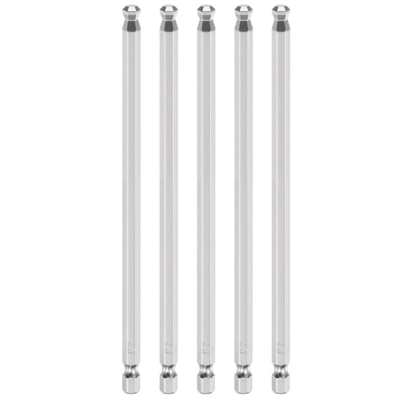 Uxcell 5pcs Ball End Hex Screwdriver Bit H6 Head 1/4" Hex Shank 6" Long Magnetic