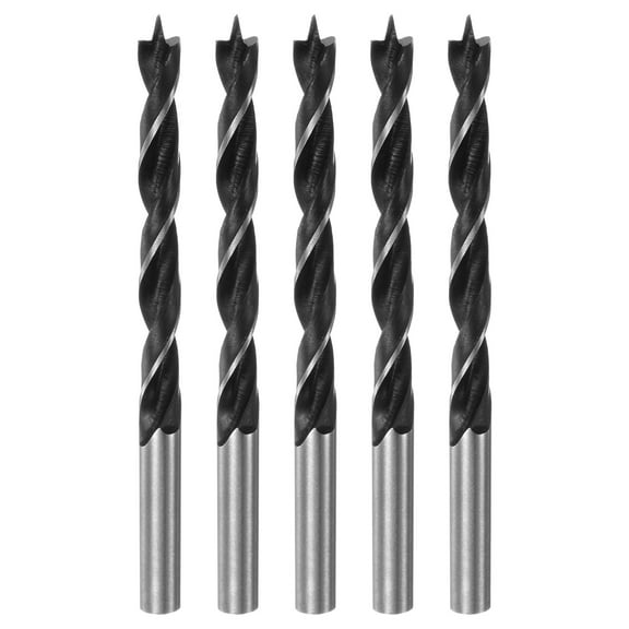 Uxcell 5pcs Brad Point Drill Bits Dia 7mm/0.3" 45# Steel Round Shank Drill Woodworking 100mm