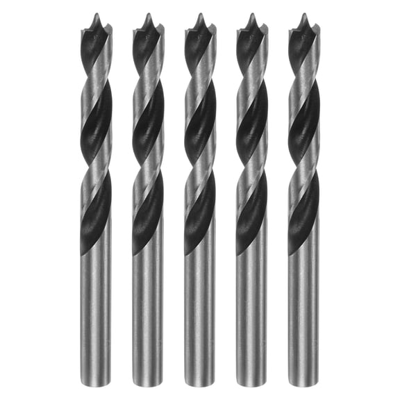 Uxcell 5pcs Brad Point Drill Bits Dia 9.5mm/0.4" Carbon Steel Round Shank Drill Woodworking 115mm