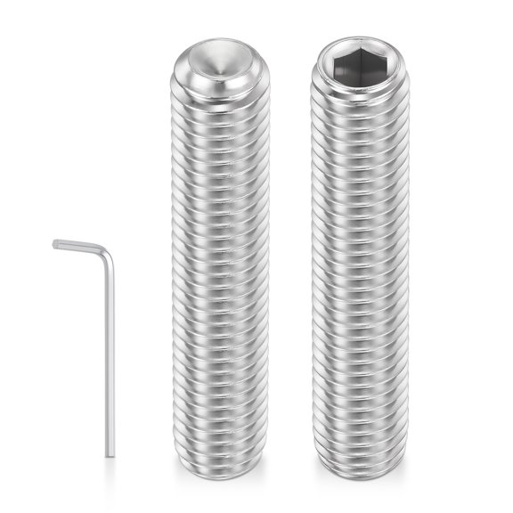 Uxcell 5pcs Cup Point Hex Socket Set Screws - [M8-1.25x45mm] 18-8 Stainless Steel Headless Allen Head Grub Set Screw with Hex Key Wrench for Door Handle, Bathroom Fixture & Towel Rack