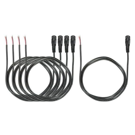 Uxcell 5pcs DC Power Pigtails Cable, 3.5mm x 1.35mm Female Barrel Plug Connector to Bare Wire Open End 100cm for PC Laptop Toys Cellphone Electronic Devices