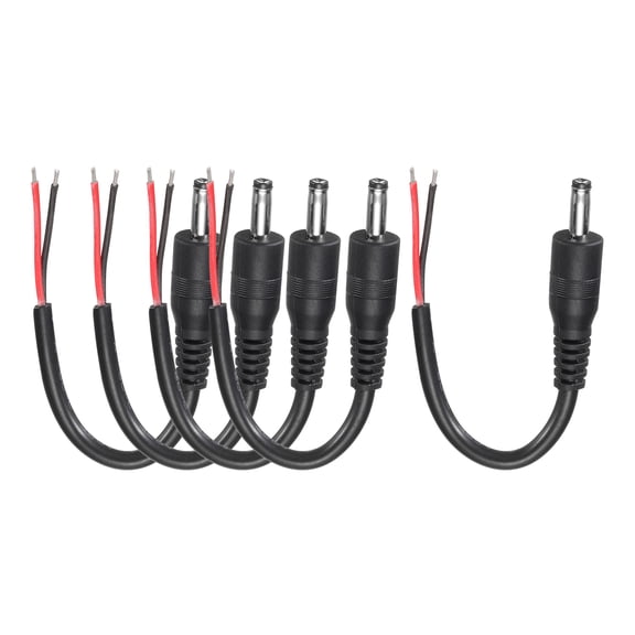 Uxcell 5pcs DC Power Pigtails Cable, 3.5mm x 1.35mm Male Barrel Plug Connector to Bare Wire Open End 10cm for PC Laptop Toys Cellphone Electronic Devices