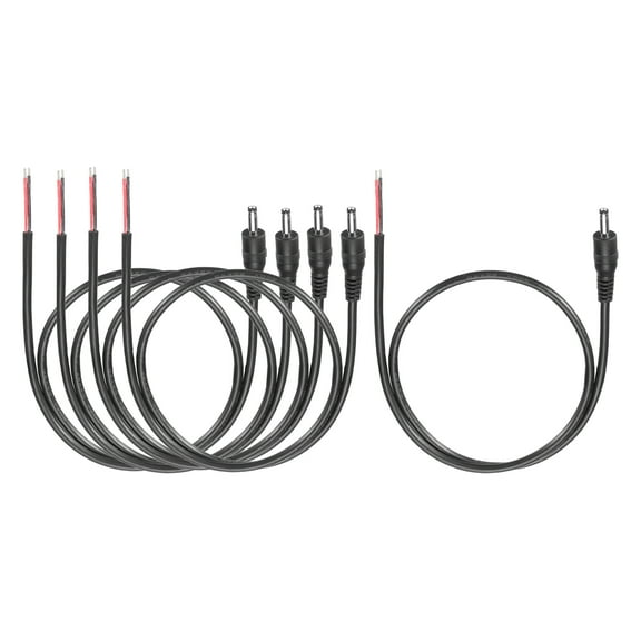 Uxcell 5pcs DC Power Pigtails Cable, 3.5mm x 1.35mm Male Barrel Plug Connector to Bare Wire Open End 50cm for PC Laptop Toys Cellphone Electronic Devices
