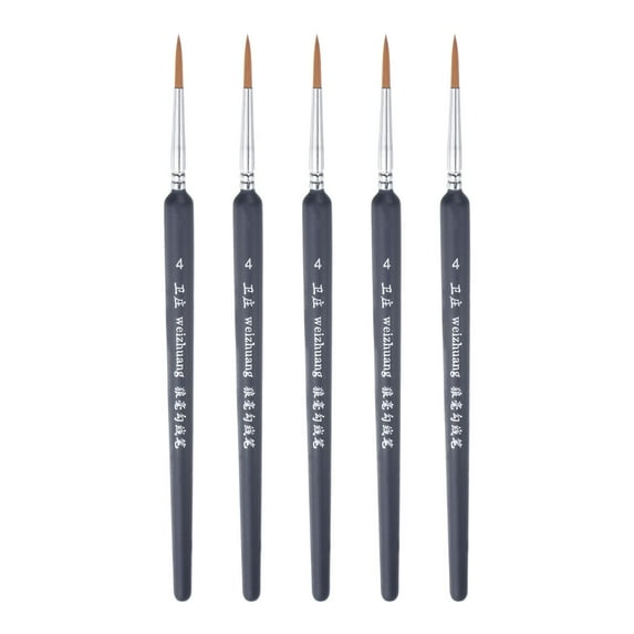 Uxcell 5pcs Detail Paint Brushes 14.5mm Nylon Miniature Painting Brush for Watercolor Acrylic Painting(4#), Black